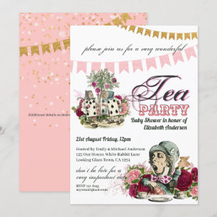 Invitation Thé vintage BABY SHOWER Alice Au Pays Des Merveill