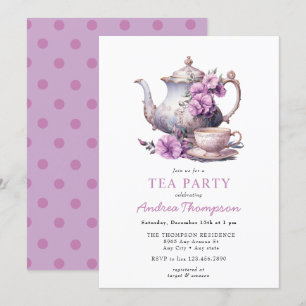 Invitation Thé Vintage   Fête de Thé aux Fleurs