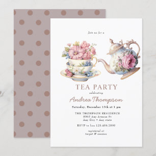 Invitation Thé vintage   Fleurs Tea Party