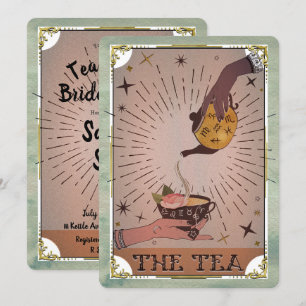 Invitation Thé Vintage Tarot de la Sorcière Cérémonie de Mari