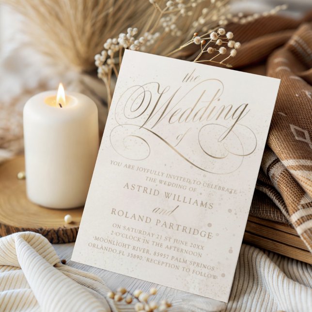 Invitation The Wedding Of Gold & Beige Texture Wedding (Créateur téléchargé)