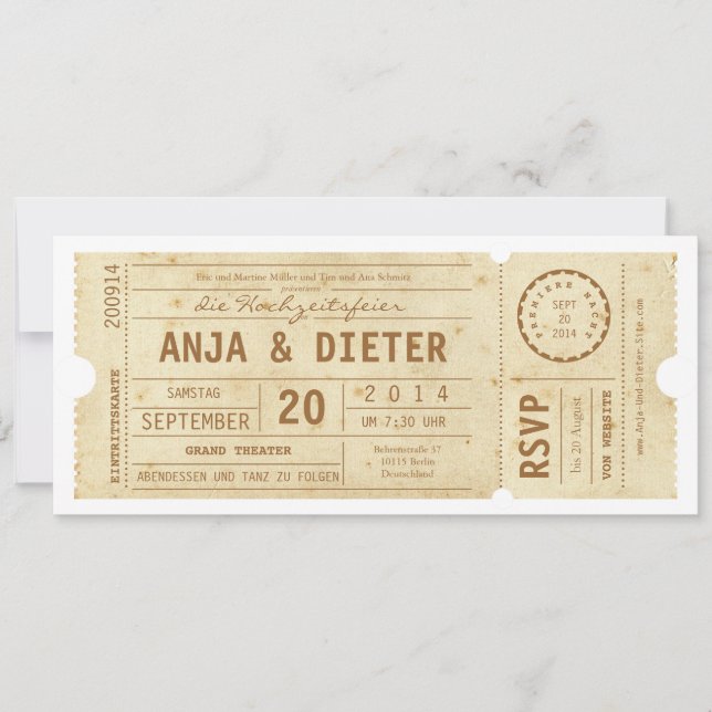 Invitation Theaterkarte Hochzeitseinladung (Devant)
