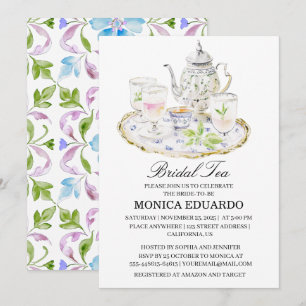 Invitation Théière marocaine Aquarelle boho Douche nuptiale