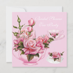 Invitation Théière Rose Rose Fête de Mariage 4