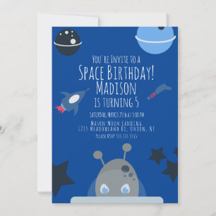 Invitation thématique Alien pour un anniversaire s