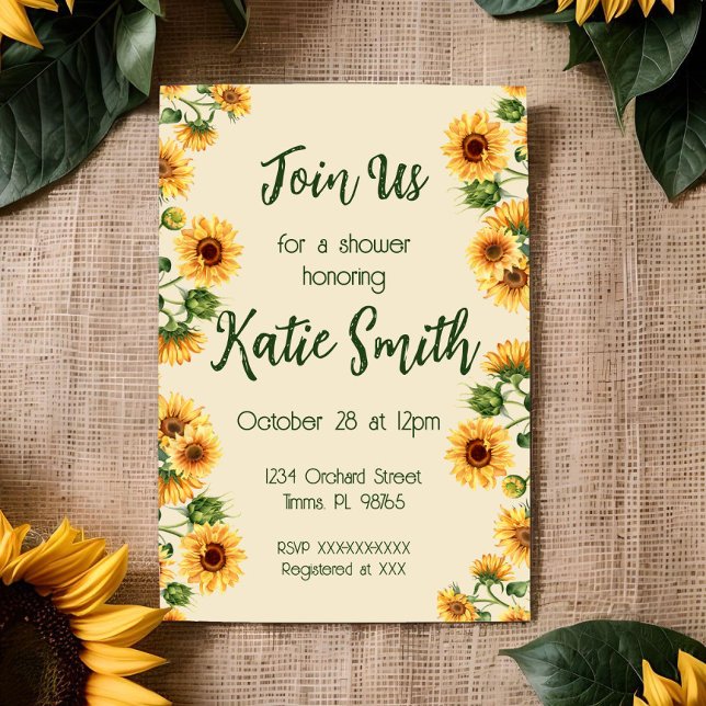 Invitation thématique tournesol floral (Créateur téléchargé)