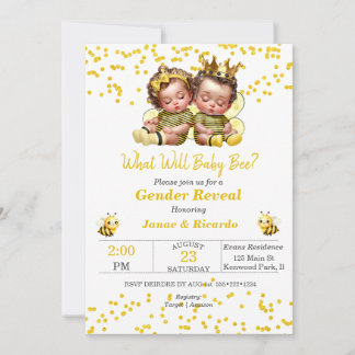 Invitation Thème abeille bébé garçon fille révélation de sexe