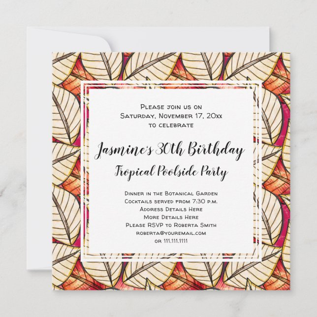 Invitation Thème africain Piscine tropicale ou beach party (Devant)