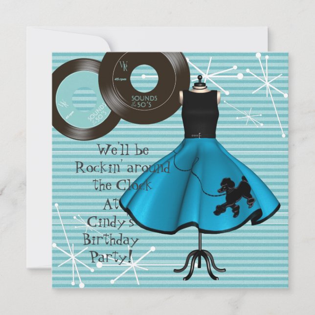 Invitation Thème anniversaire des années 1950 (Devant)