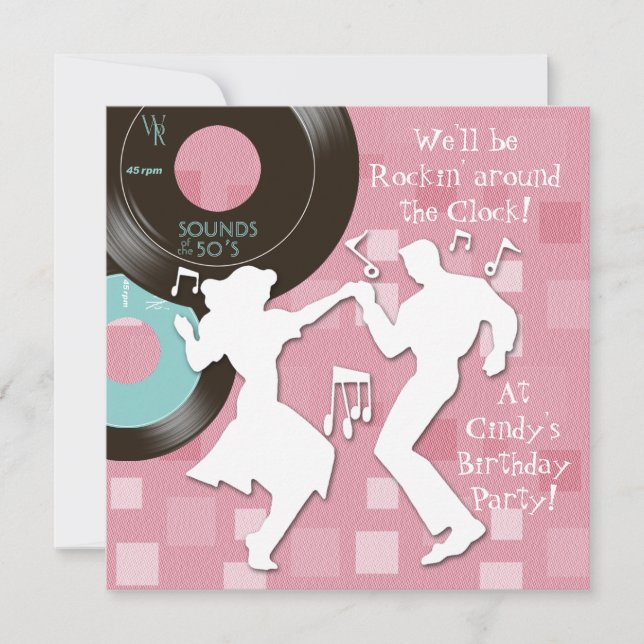 Invitation Thème anniversaire des années 1950 (Devant)