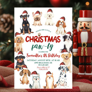 Invitation Thème Anniversaire Fête de Noël Santa Chien Amoure