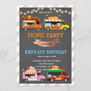 Invitation thème anniversaire foodtrucks
