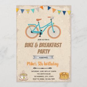 Invitation thème anniversaire vélo et petit-déjeun