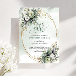 Invitation thème aquarelle vert poussiéreux C'est