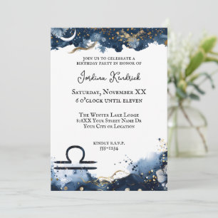 Invitation Thème Astral Horoscope Balance Fête d'anniversaire