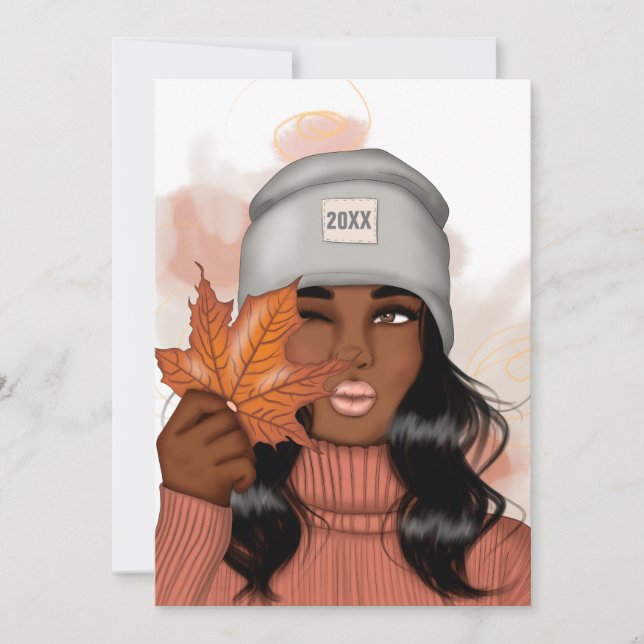 Invitation Thème Automne Cosy Fête de Nouvel An (Devant)