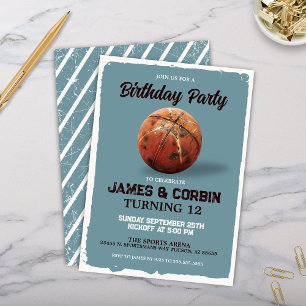 Invitation Thème basket-ball vintage pour fête d'anniversaire