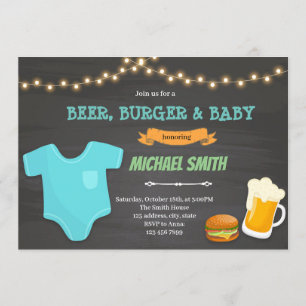 Invitation thème bébé burger bière