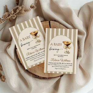 Invitation Thème bébé prépare du café Tissu beige Baby Shower