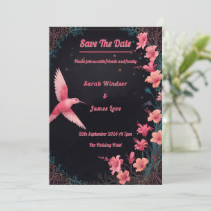 Invitation Thème botanique foncé des colibris