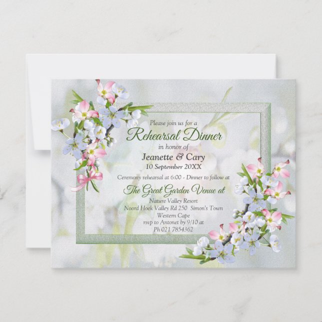 Invitation Thème Bouquet de fleurs de cerisier (Devant)