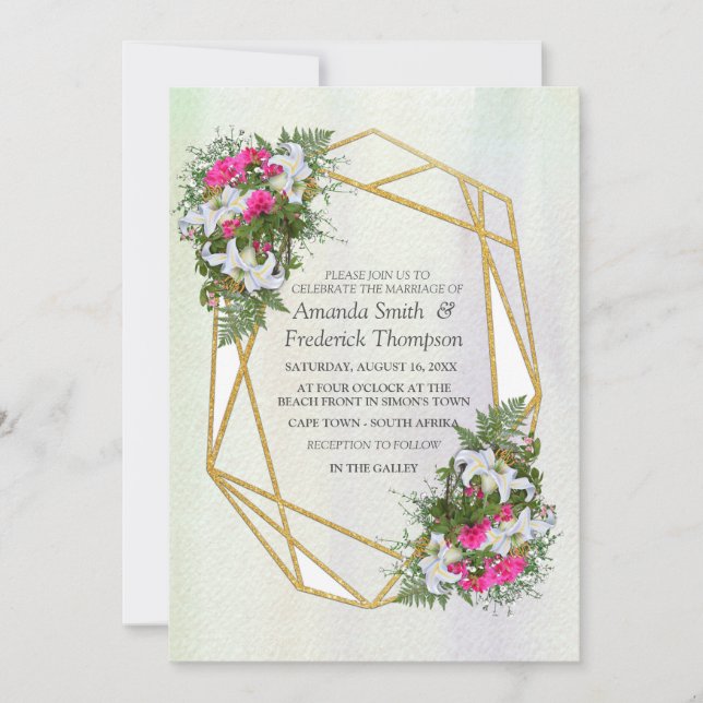 Invitation Thème Bouquet de Parties scintillant géométrique o (Devant)