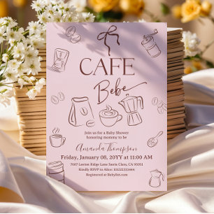 Invitation Thème Café Arc-en-ciel Rose Café Bebe Fille Baby S