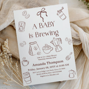 Invitation Thème Café Neutre Bébé Naissant Shower de Naissanc