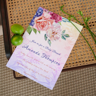 Invitation Thème calligraphie Baby Shower Brunch Jardin Thé