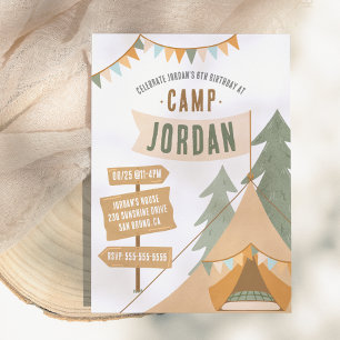 Invitation Thème Camping Aventure Plein Air Fête d'anniversai