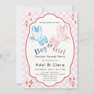 Invitation Thème Chaussures de bébé rose et bleu