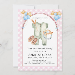 Invitation Thème Chaussures de bébé rose et bleu