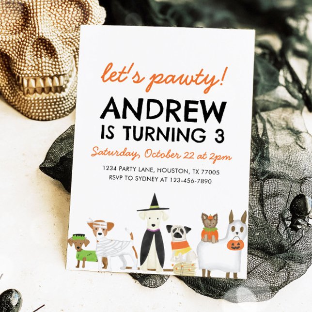 Invitation Thème Chien Puppy Party Halloween Anniversaire (Créateur téléchargé)