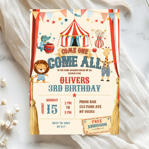 Invitation Thème Cirque Venez Tous Anniversaire