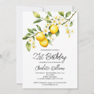 Invitation Thème Citron Aquarelle 21ème anniversaire