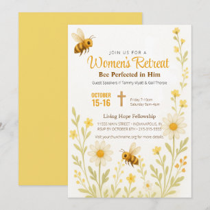 Invitation Thème d'abeille Gold Floral Women's Church Retrait
