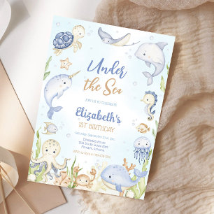 Invitation Thème d'animaux de l'océan sous la mer pour annive