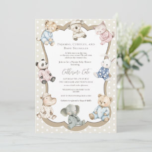 Invitation Thème d'animaux pour fête en pyjama pour bébé