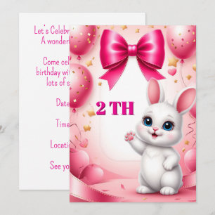Invitation Thème d'anniversaire de lapin doux 🐰