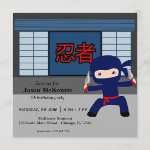 Invitation Thème d'anniversaire de Little ninja