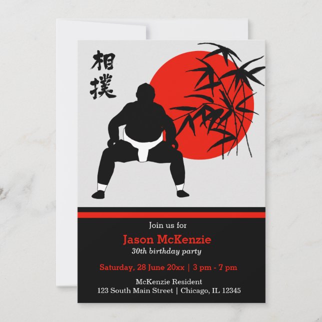 Invitation Thème d'anniversaire de Sumo (Devant)