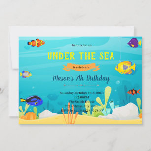 Invitation Thème d'anniversaire du poisson arc-en-ciel Invita