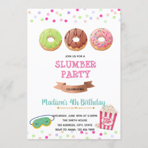Invitation Thème d'anniversaire du pyjama de Donut