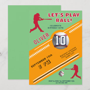 Invitation Thème d'anniversaire Joueur de Baseball de Basebal