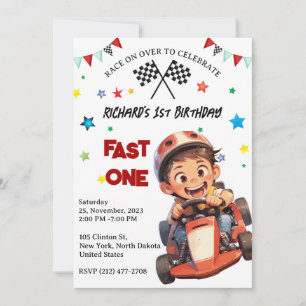 Invitation Thème d'anniversaire pour enfants de course automo