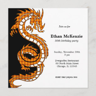 Invitation Thème d'anniversaire Yin Yang Dragon