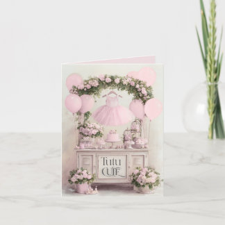 Invitation Thème Danseuse Rose Ballet Tutu Mignon pour Filles