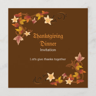 Invitation Thème d'automne classique des Feuilles de Thanksgi