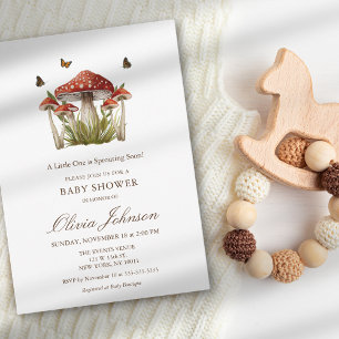 Invitation Thème de Baby Shower Minimaliste Marron Bordeaux C