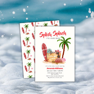 Invitation Thème de Baby Shower Palmier Plage de Surf Océaniq